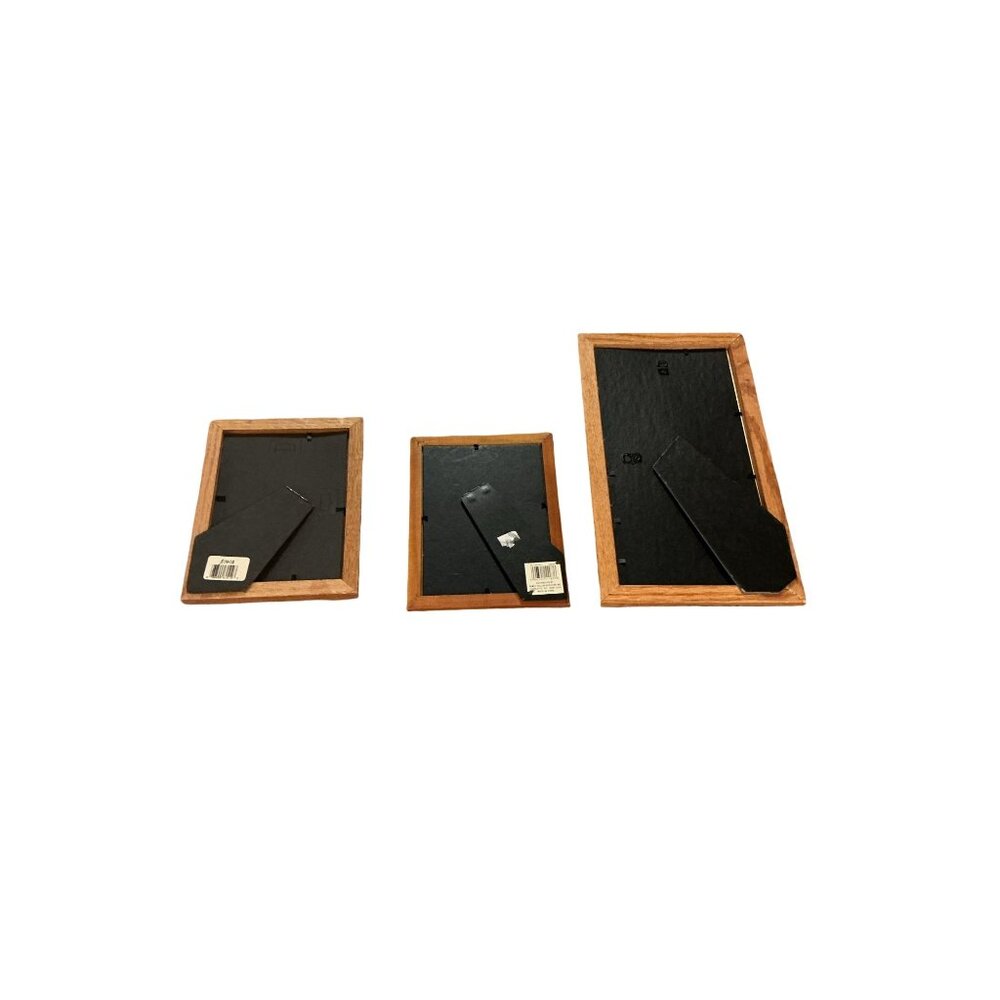 Set Of 3 Oak Picture Frames Varying Sizes With Glass Panels & Rustic Finish - Picture 9 of 10